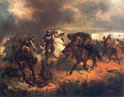 Skirmish with Tartars - Painting by Maksymilian Gierymski